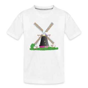 Moulin à vent avec des moutons - T-shirt bio Premium Enfant - blanc - Devant