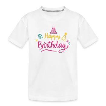 Happy Birthday Colorful Script - Kids' Premium Organic T-Shirt - white - Front