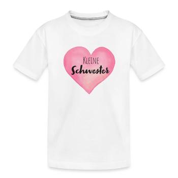 Kleine Schwester Herz - Kinder Premium Bio T-Shirt - Weiß - Vorne