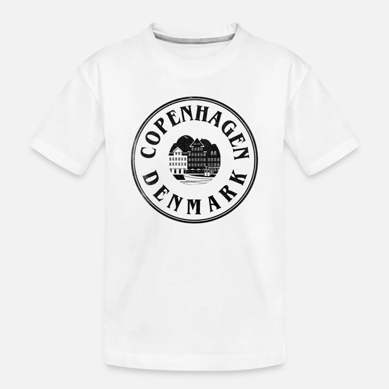 Copenhague, Danemark – Emblème du front de mer - T-shirt bio Premium Enfant - blanc