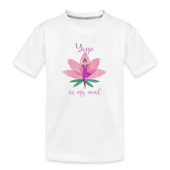 Yoga - Kinder Premium Bio T-Shirt - Weiß - Vorne
