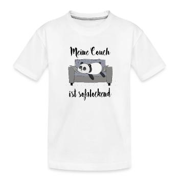 Meine Couch ist sofalockend! Wortspiel, Panda - Kinder Premium Bio T-Shirt - Weiß - Vorne