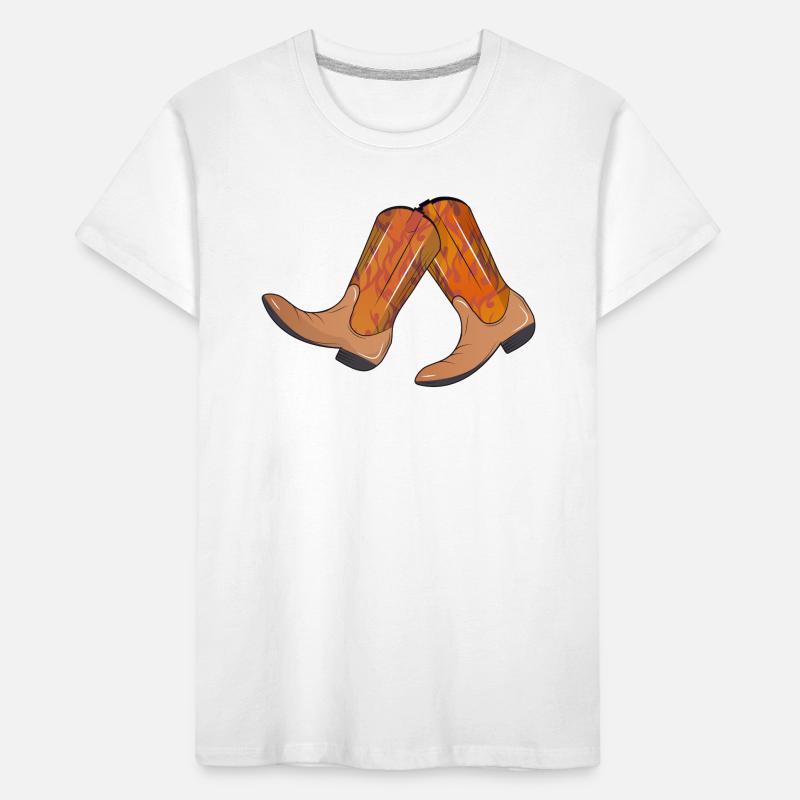 extravagant western boots with flame pattern Kids' Premium Organic T-Shirt