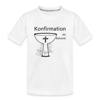 Konfirmation im Advent Abendmahl Stechpalme Symbol - Kinder Premium Bio T-Shirt - Weiß - Vorne