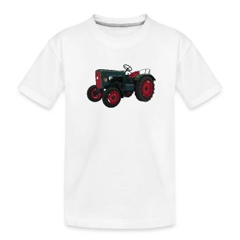 Grüner Retro Schlepper Illustration - Kinder Premium Bio T-Shirt - Weiß - Vorne