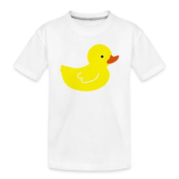 Fröhliche Quietscheente: Ein Hauch von Gelb - Kinder Premium Bio T-Shirt - Weiß - Vorne