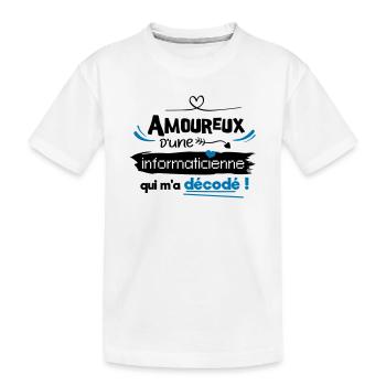 Amoureux d'une informaticienne ! humour geek - T-shirt bio Premium Enfant - blanc - Devant