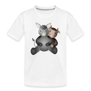 Ochse und Esel für die Weihnachtsgeschichte - Kinder Premium Bio T-Shirt - Weiß - Vorne