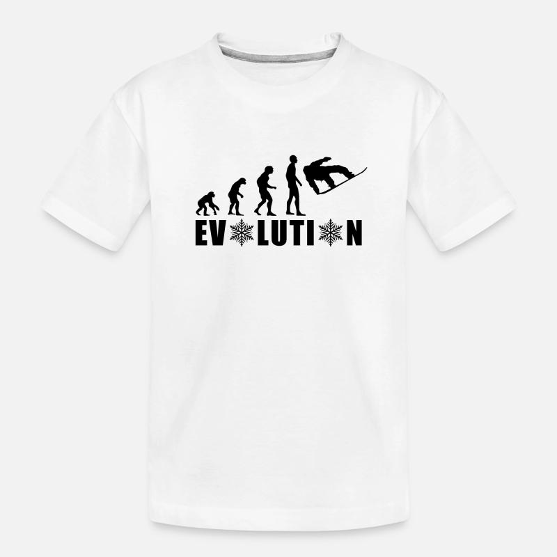 EVOLUTION SNOWBOARD Schnee Winter Geschenk - Kinder Premium Bio T-Shirt - Weiß