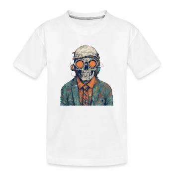 Portrait de squelette cool avec lunettes de soleil, casquette - T-shirt bio Premium Enfant - blanc - Devant