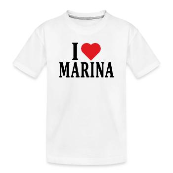 name t-shirt I love Marina t-shirt gift idea - Kids' Premium Organic T-Shirt - white - Front