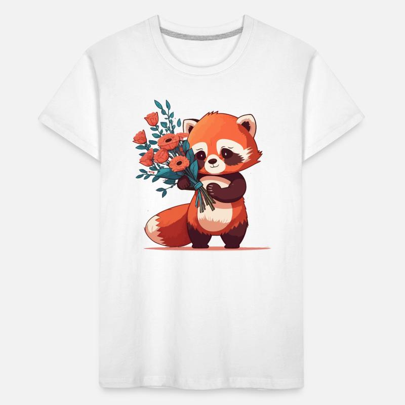 roter Panda mit Blumen Kinder Premium Bio T-Shirt
