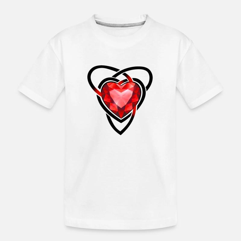 Facettiertes rotes Edelsteinherz - Kinder Premium Bio T-Shirt - Weiß