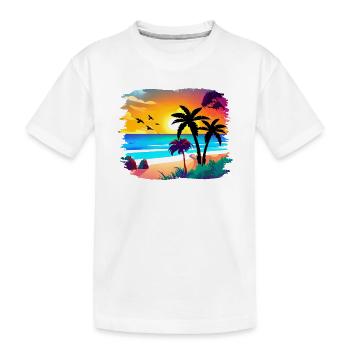 Summer Sunset Beach Watercolor - Kids' Premium Organic T-Shirt - white - Front