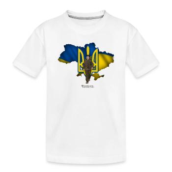 Ukraine Umriss Dreizack Selenskyj - Kinder Premium Bio T-Shirt - Weiß - Vorne