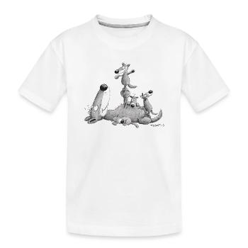 Lustiges Wolf Rudel Familie - Kinder Premium Bio T-Shirt - Weiß - Vorne