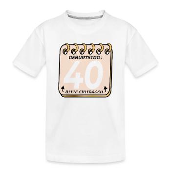 40. Geburtstag - Geburtstagsliste VIERZIG - Kinder Premium Bio T-Shirt - Weiß - Vorne