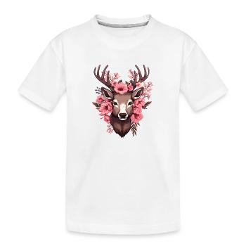 Chevreuil avec des fleurs Costumes Tête de cerf Tête de cerf - T-shirt bio Premium Enfant - blanc - Devant