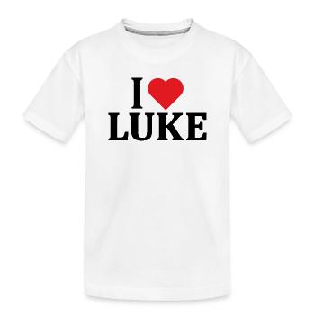 T-Shirt I love Luke T-Shirt Geschenkidee - Kinder Premium Bio T-Shirt - Weiß - Vorne