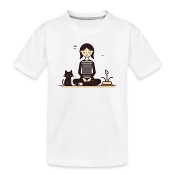 Entspannung mit Katze - Kinder Premium Bio T-Shirt - Weiß - Vorne