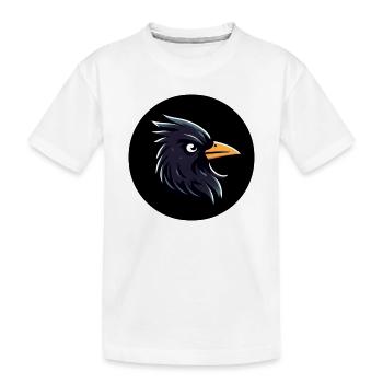 Cartoon Amsel Rabe schaut finster - Kinder Premium Bio T-Shirt - Weiß - Vorne