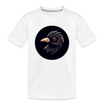 Cartoon Amsel Vogel schwarz mit rotem Auge - Kinder Premium Bio T-Shirt - Weiß - Vorne