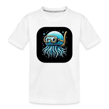 Krake mit Taucherbrille Comic - Kinder Premium Bio T-Shirt - Weiß - Vorne
