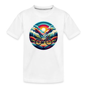 Vélo de route, paysage pittoresque de gravier - T-shirt bio Premium Enfant - blanc - Devant