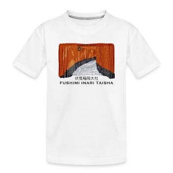 Japan, Kyoto, Fushimi Inari Taisha Torii Zeichnung - Kinder Premium Bio T-Shirt - Weiß - Vorne