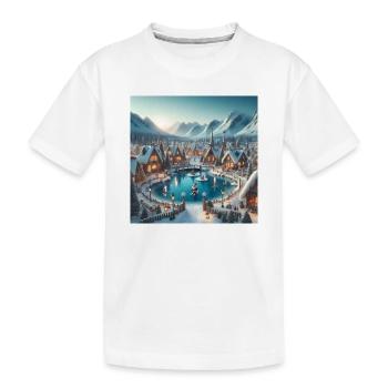 Skandinavisches Weihnachtsdorf - Kinder Premium Bio T-Shirt - Weiß - Vorne