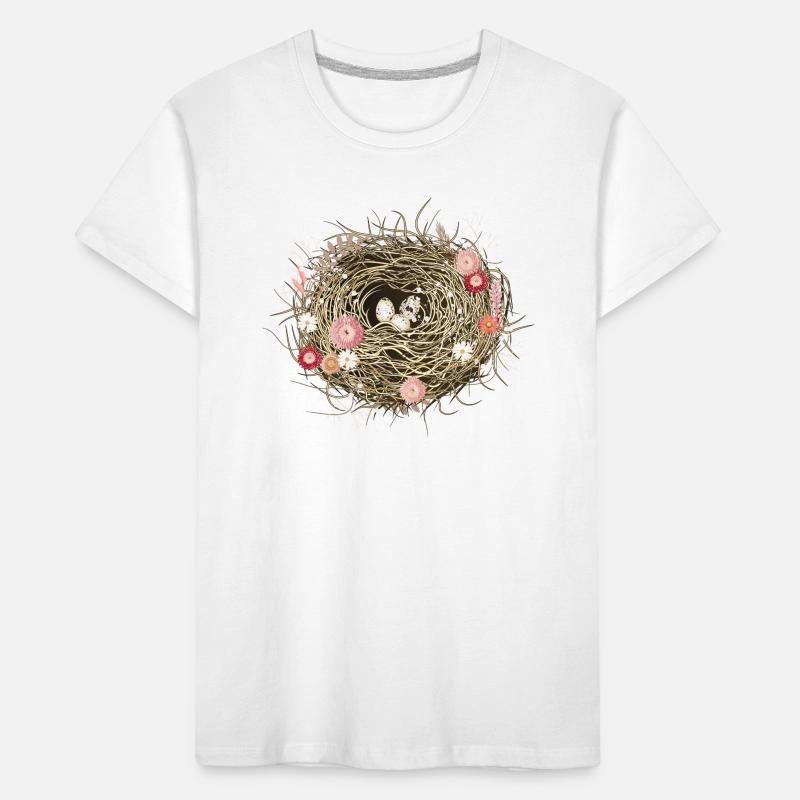 Vogelnest oder Osternest mit Trockenblumen Kinder Premium Bio T-Shirt