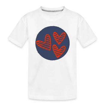 HERZ. HERZ. VALENTINSTAG. LIEBE. LIEBE. PAAR. - Kinder Premium Bio T-Shirt - Weiß - Vorne