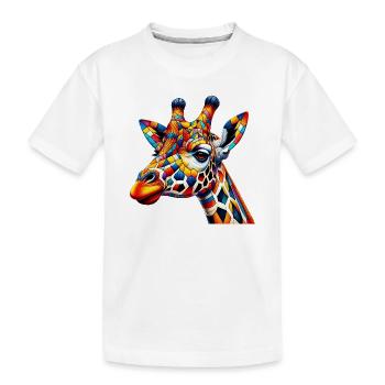 Giraffe colored and painted like Harlequin - Kids' Premium Organic T-Shirt - white - Front