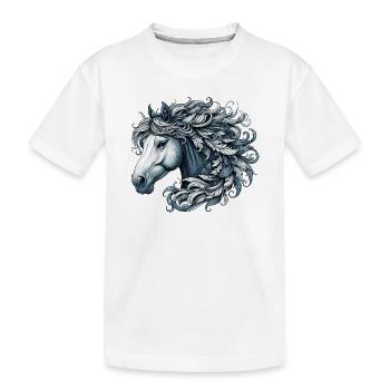 Pferd - Kinder Premium Bio T-Shirt - Weiß - Vorne
