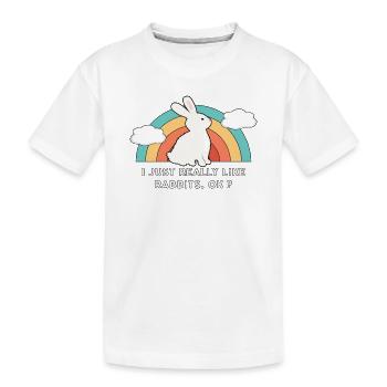 80's 90's Retro Sun with Bunny Rabbit Saying - Kids' Premium Organic T-Shirt - white - Front