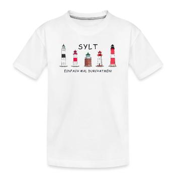 Sylt, Respirez profondément, Phares de Sylt - T-shirt bio Premium Enfant - blanc - Devant