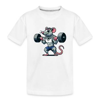 Mighty Mouse Lifter : le guerrier de l’entraînement - T-shirt bio Premium Enfant - blanc - Devant