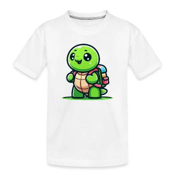 Tortue pionnière : l’exploratrice - T-shirt bio Premium Enfant - blanc - Devant