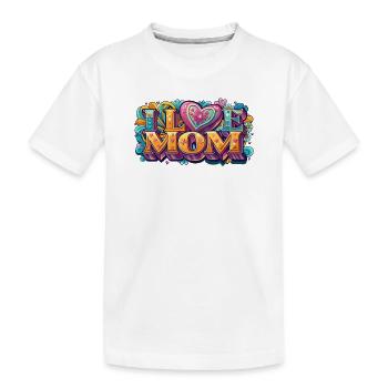 I Love Mom: Colorful Retro Lettering - Kids' Premium Organic T-Shirt - white - Front