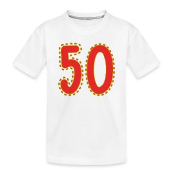 50. 50 JAHRE. 50-JÄHRIGES JUBILÄUM. 50-JÄHRIGES JUBILÄUM. - Kinder Premium Bio T-Shirt - Weiß - Vorne