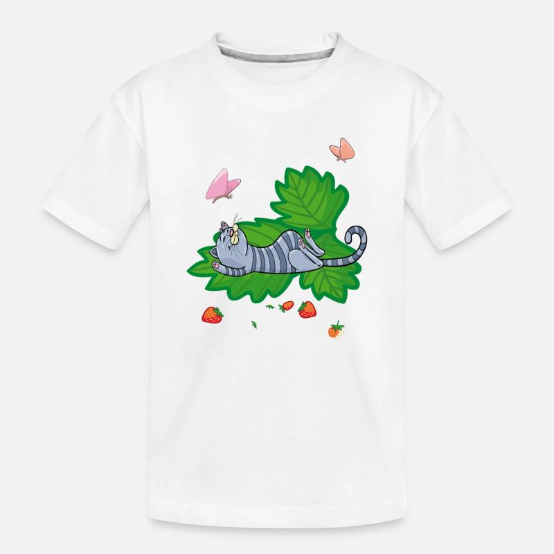 Erdbeerzeit, Naschkatze - Kinder Premium Bio T-Shirt - Weiß