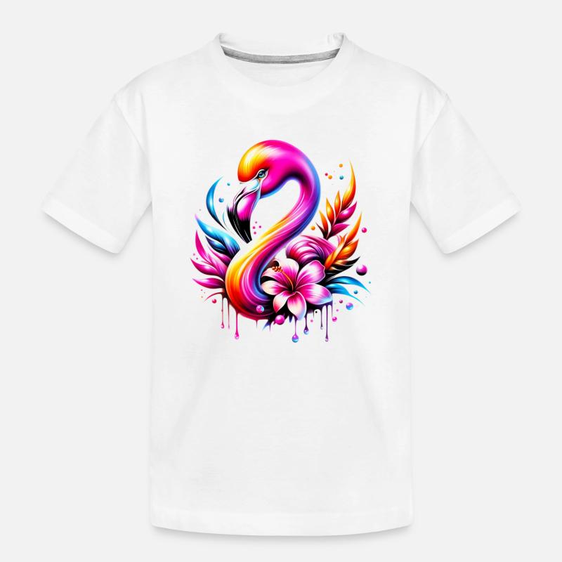 Flamingo - Kinder Premium Bio T-Shirt - Weiß