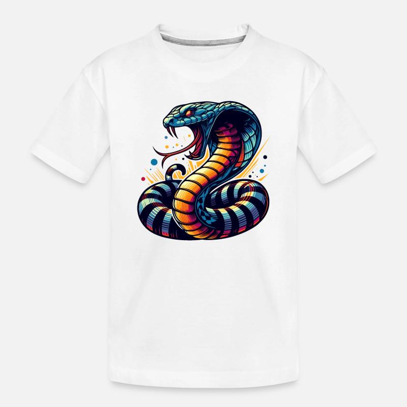 dynamisches und farbenfrohes Cobra-Schlangen Motiv - Kinder Premium Bio T-Shirt - Weiß