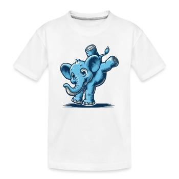 éléphant de dessin animé bleu faisant le poirier - T-shirt bio Premium Enfant - blanc - Devant