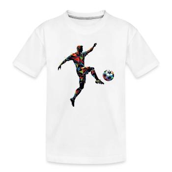 dynamischer Fußballspieler spielt Fußball - Kinder Premium Bio T-Shirt - Weiß - Vorne