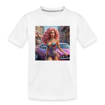 Glamour Showgirl Retro Auto - Kinder Premium Bio T-Shirt - Weiß - Vorne