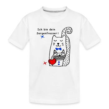 Worry Eater Cat - Kids' Premium Organic T-Shirt - white - Front