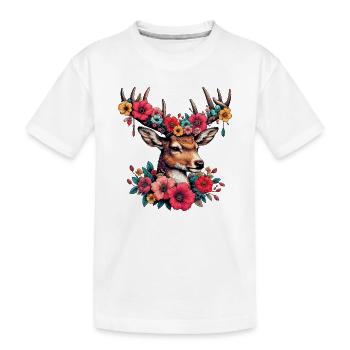 Hirsch - Kinder Premium Bio T-Shirt - Weiß - Vorne