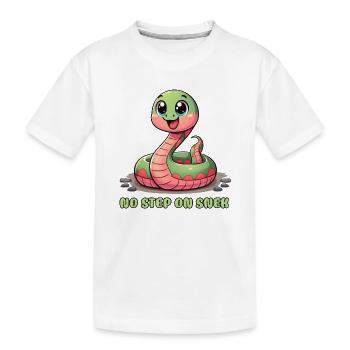 No Step on Snek : un signe d’avertissement hilarant - T-shirt bio Premium Enfant - blanc - Devant