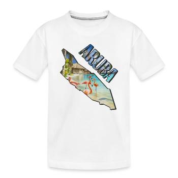 Aquarell Landkarte Aruba - Kinder Premium Bio T-Shirt - Weiß - Vorne